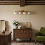 Bild in Gallery-Viewer laden, Opalume Metal Canopy Globe Vanity Sconce — Übergangs-Art-Deco-Wandleuchte