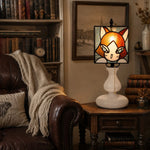 Bild in Gallery-Viewer laden, Orange yellow cat lamp styled beside a leather chair and books