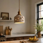 Cargar imagen en el visor de la Galería, Dot cutout ceramic pendant light over a kitchen counter