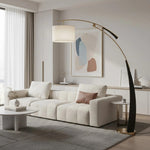 Charger l'image dans la visionneuse de galerie, Lampadaire Moderne AstraLoop à Arc en Tissu - Design Élégant et Courbé en Métal pour Intérieurs