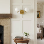 Load image into Gallery viewer, Glorica Glass Minimalist Metal Arm Globe Wall Sconce – Mid-Century Vanity Lighting for Mirror & Hallway