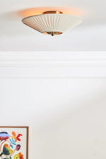 Load image into Gallery viewer, Elumina Silk Semi-Flush Metal Fabric Shade Ceiling Light – Ideal for Living & Bedroom Spaces