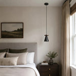 Cargar imagen en el visor de la Galería, Black walnut pendant light above a bar counter