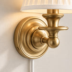 Bild in Gallery-Viewer laden, Rowan No-Wire Pleated Drum Shade Wall Sconce – Plug-In Fabric Wall Light