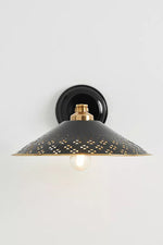 Load image into Gallery viewer, Auriglow Modern Wall Sconce – Brass Perforated Light for Bedroom or Hallway