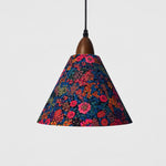 Bild in Gallery-Viewer laden, Medium gold foil floral cone pendant light front view