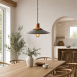 Bild in Gallery-Viewer laden, Dark green leather pendant above a dining table