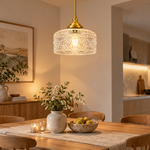 Load image into Gallery viewer, Vintage Glass Pendant Light with three shade colours and two shade sizes - New2609-1024536 interior scene