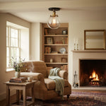 Load image into Gallery viewer, Glorica Glass Clear Globe Semi-Flush Ceiling Light – Modern Industrial Style for Living Room & Dining