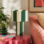 Cargar imagen en el visor de la Galería, Green striped woven table lamp styled on a pink side table
