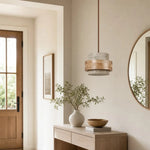 Cargar imagen en el visor de la Galería, Single travertine pendant lamp in warm neutral interior
