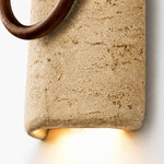 Cargar imagen en el visor de la Galería, Travertine wood ring wall sconce detail