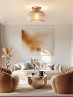 Load image into Gallery viewer, Vintage Glass Globe Ceiling Light - Textured Semi Flush for Any Room