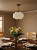 Load image into Gallery viewer, Vintage Milk Glass Semi Flush Mount Eloise Pendant Light