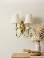 Load image into Gallery viewer, Rowan Classic Fabric Shade Sconce – Ceramic Wall Light for Hallway or Bedroom