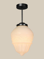 Charger l'image dans la visionneuse de galerie, Plafonnier fixe Art Déco en verre laiteux à boutons floraux