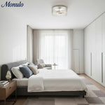 Load image into Gallery viewer, Bravira Elegant Ribbed Glass Flush-Mount Ceiling Light – Modern Low-Profile Fixture for Bedroom