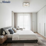 Cargar imagen en el visor de la Galería, Lámpara de techo empotrada de vidrio acanalado elegante Bravira – Luminaria moderna de perfil bajo para dormitorio