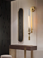 Load image into Gallery viewer, Slim Wall Light with Ribbed Glass and Metallic Modern Frame