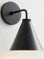 Load image into Gallery viewer, Korvi Tapered Sconce Cone Wall Light – Black or Brass Conical Retro Design