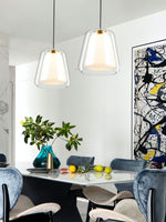 Load image into Gallery viewer, Modern Pendant Light – Frosted Inner Shade and Clear Outer Glass