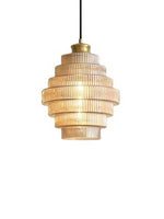 Load image into Gallery viewer, Antique Ribbed Glass Hanging Light - Retro Pendant for Dining Room