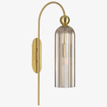 Load image into Gallery viewer, Cylinder Ribbed Glass Wall Sconce – Metal Modern Vintage Light for Bedroom and Hallway