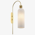 Load image into Gallery viewer, Cylinder Ribbed Glass Wall Sconce – Metal Modern Vintage Light for Bedroom and Hallway