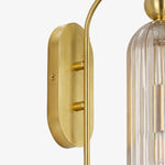 Load image into Gallery viewer, Cylinder Ribbed Glass Wall Sconce – Metal Modern Vintage Light for Bedroom and Hallway