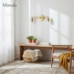 Bild in Gallery-Viewer laden, Mobilux Line Sleek Mehrkopf Badezimmer Wandleuchte – Designer Schminkspiegelwandleuchte mit Glasschirmen