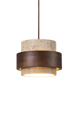 Load image into Gallery viewer, Travertine Wood Pendant Lamp - Modern Organic Hanging Light for Living Room