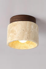 Load image into Gallery viewer, Cylindrical Travertine Wooden Ceiling Lights