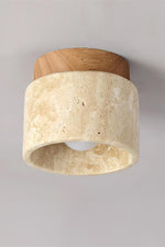 Load image into Gallery viewer, Cylindrical Travertine Wooden Ceiling Lights