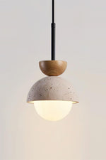 Load image into Gallery viewer, Modern Minimalist Hemisphere Travertine Wood Pendant Lamp