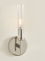 Load image into Gallery viewer, Ribbed Glass Sconce – Tube Sconce for Bath Mirror Lighting in Brass