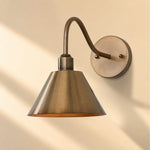 Load image into Gallery viewer, Industrial Modern Tapered Brass Gooseneck Sconce with Metal Silhouette