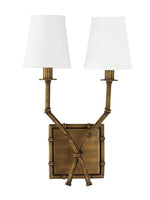 Load image into Gallery viewer, Vintage Fabric Wall Sconce – Double Drum Shade for Bedroom or Hallway