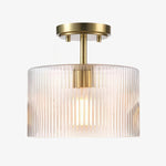 Load image into Gallery viewer, Pelviona Amber Ribbed Glass Ceiling Light – Classic Metal Frame Ceiling Fixture for Living Rooms