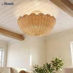 Load image into Gallery viewer, Olvara Scalloped Rattan Bubble Flush Mount Ceiling Lamp – Boho Anders Style Ceiling Light for Bedroom