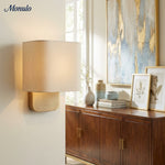 Load image into Gallery viewer, Nolvara Aleena Soft Fabric Luxe Metal Fabric Wall Sconce for Bedroom Reading Light