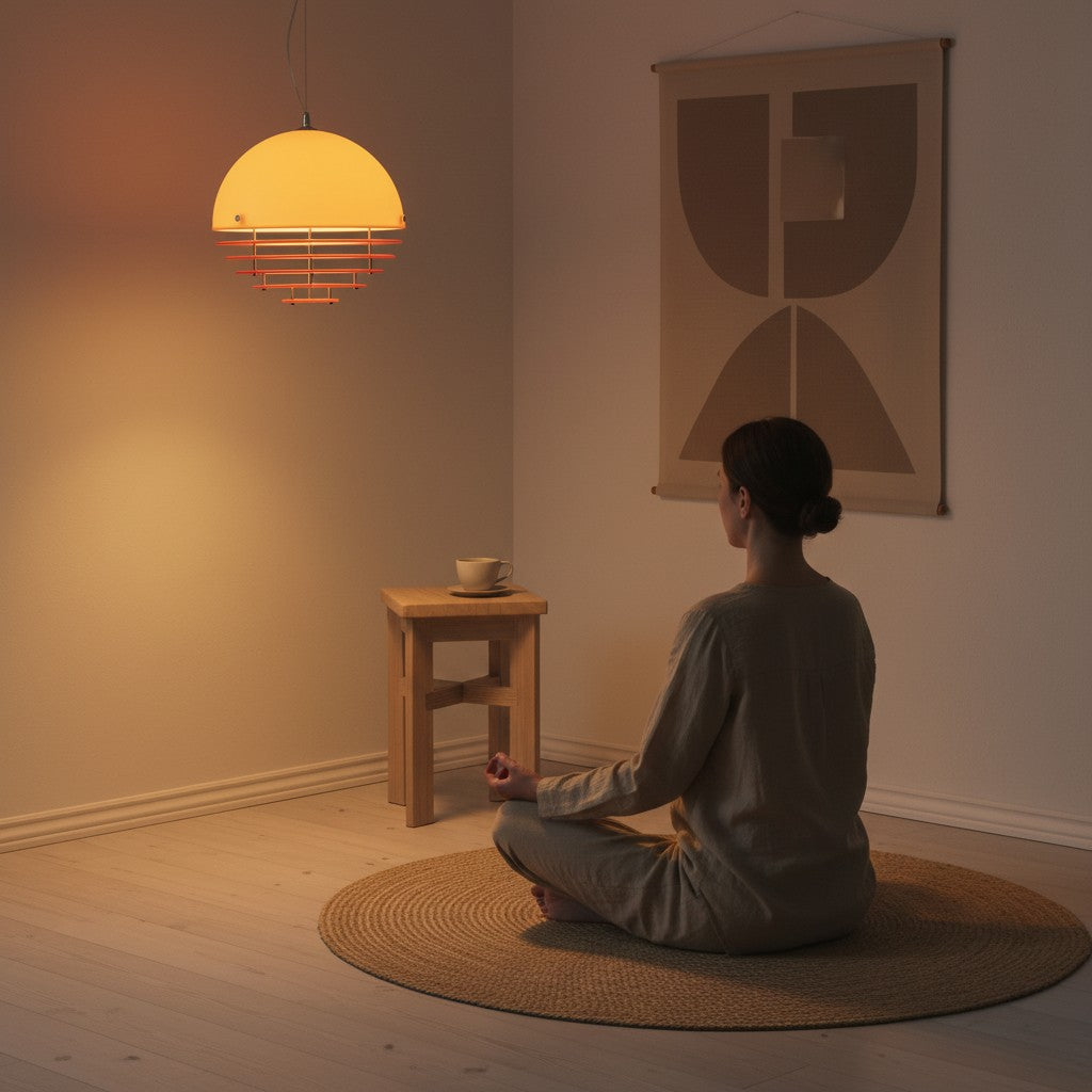 Transform ordinary corners of your home into tranquil healing spaces dedicated to yoga and meditation, bathed in the warm glow of sunset pendant lighting.