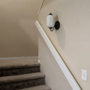 Milky white glass wall lamp Light-coloured wall Staircase