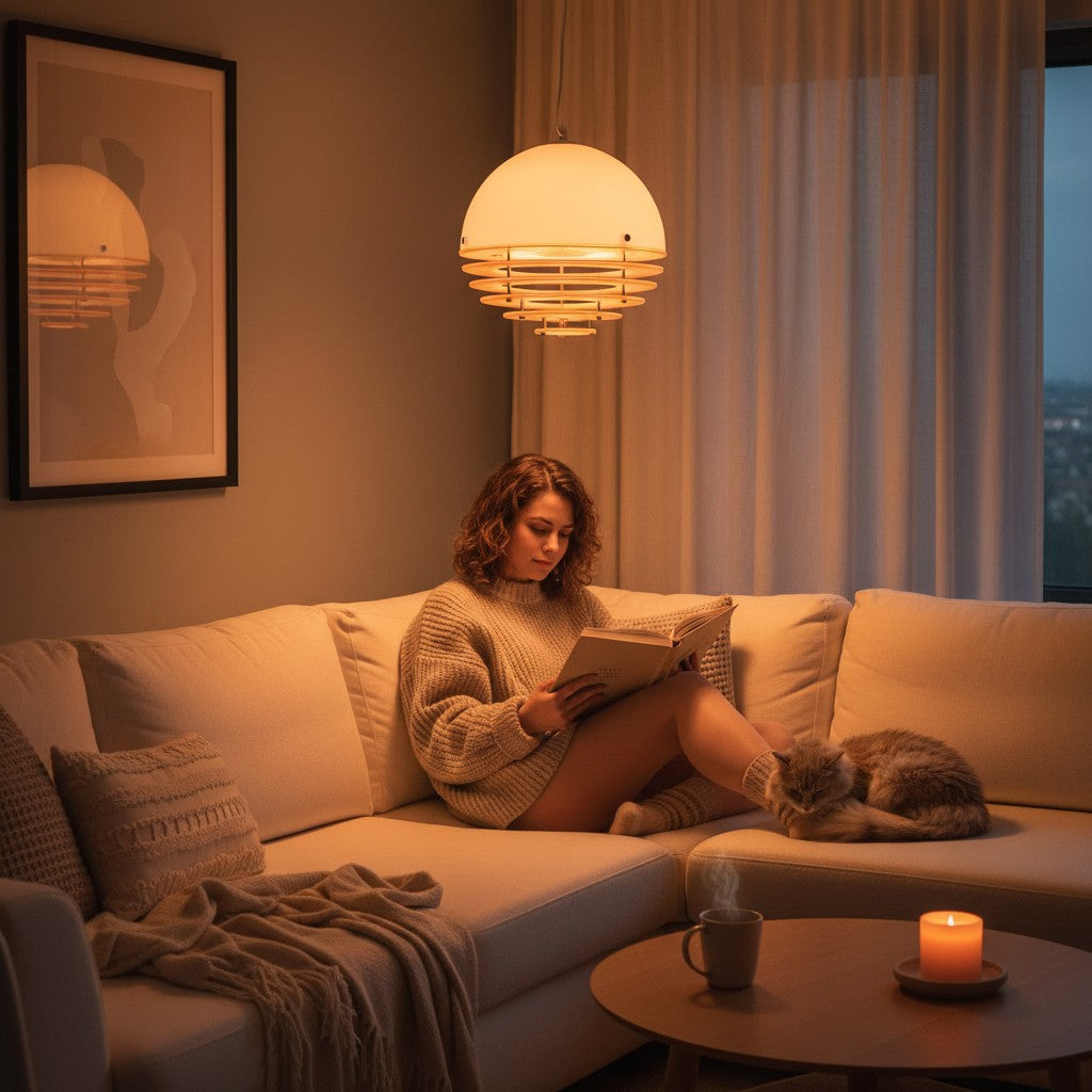 Relaxing warm lighting for reading in living room
