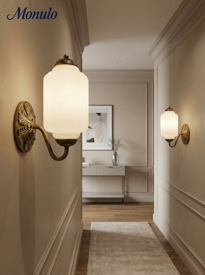 Vintage Milchglas Wandleuchte Nachttisch Flur Eloise Wandleuchte