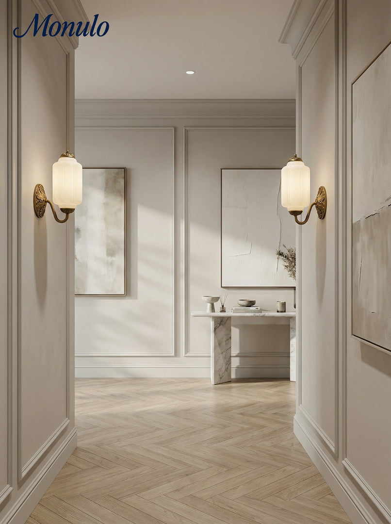 Vintage Milchglas Wandleuchte Nachttisch Flur Eloise Wandleuchte