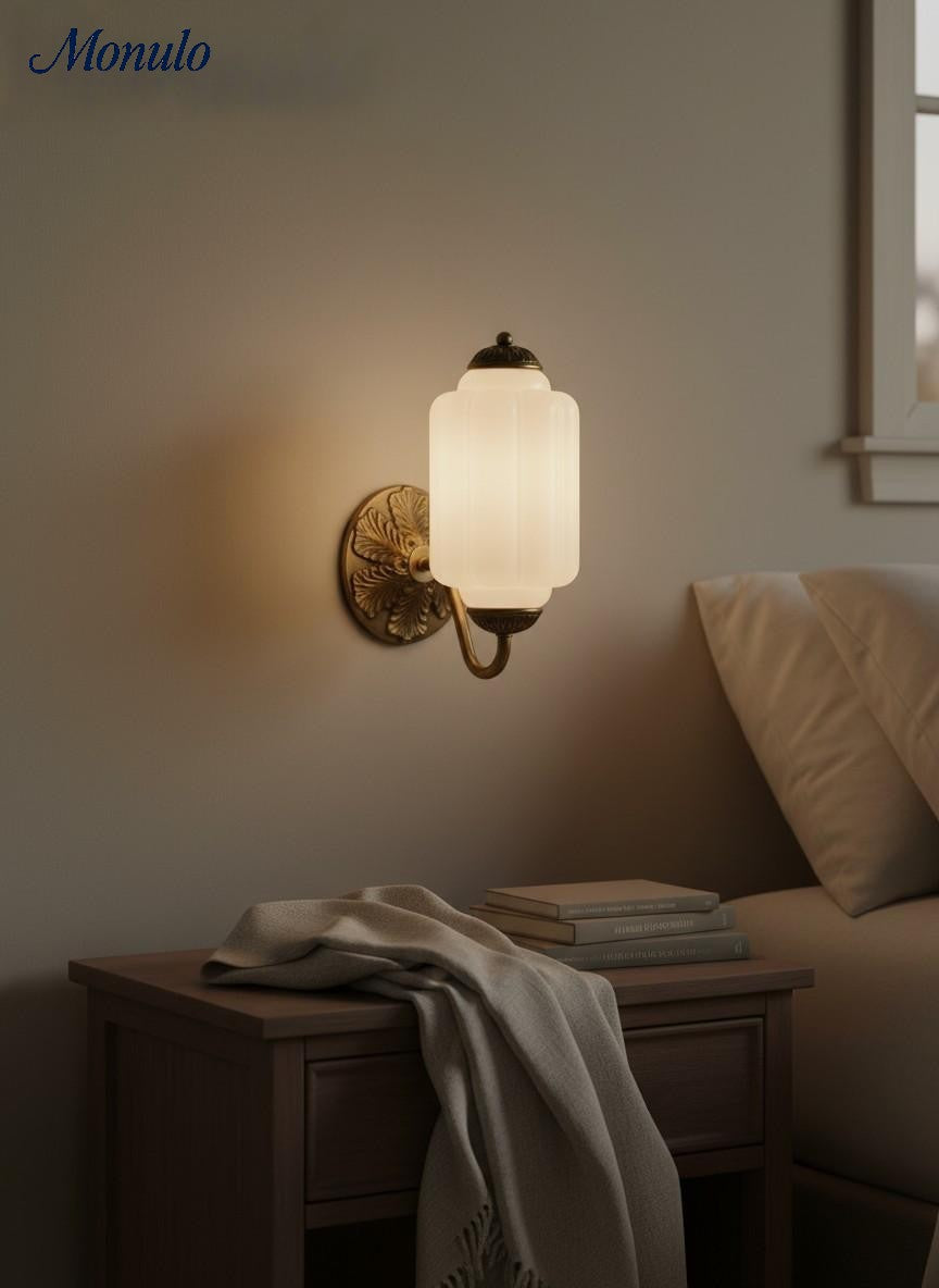 Applique murale vintage en verre laiteux pour chevet, couloir, Eloise 