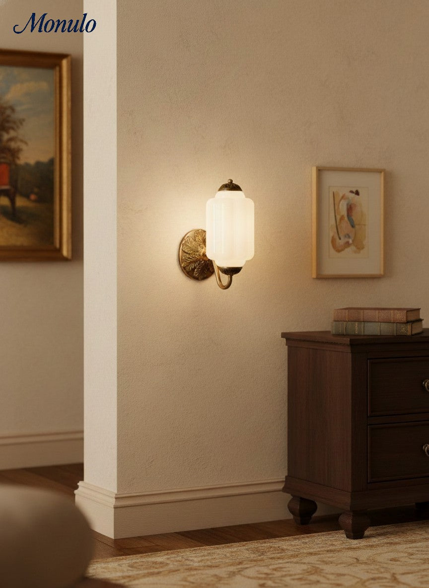 Applique murale vintage en verre laiteux pour chevet, couloir, Eloise 