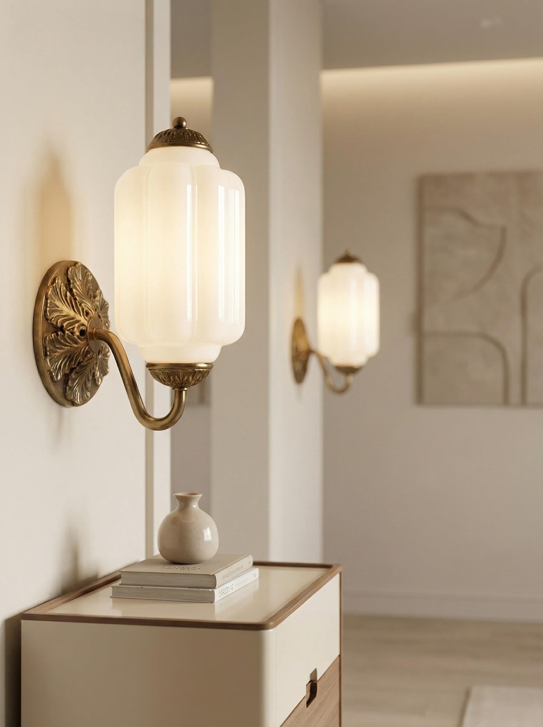 Applique murale vintage en verre laiteux pour chevet, couloir, Eloise 