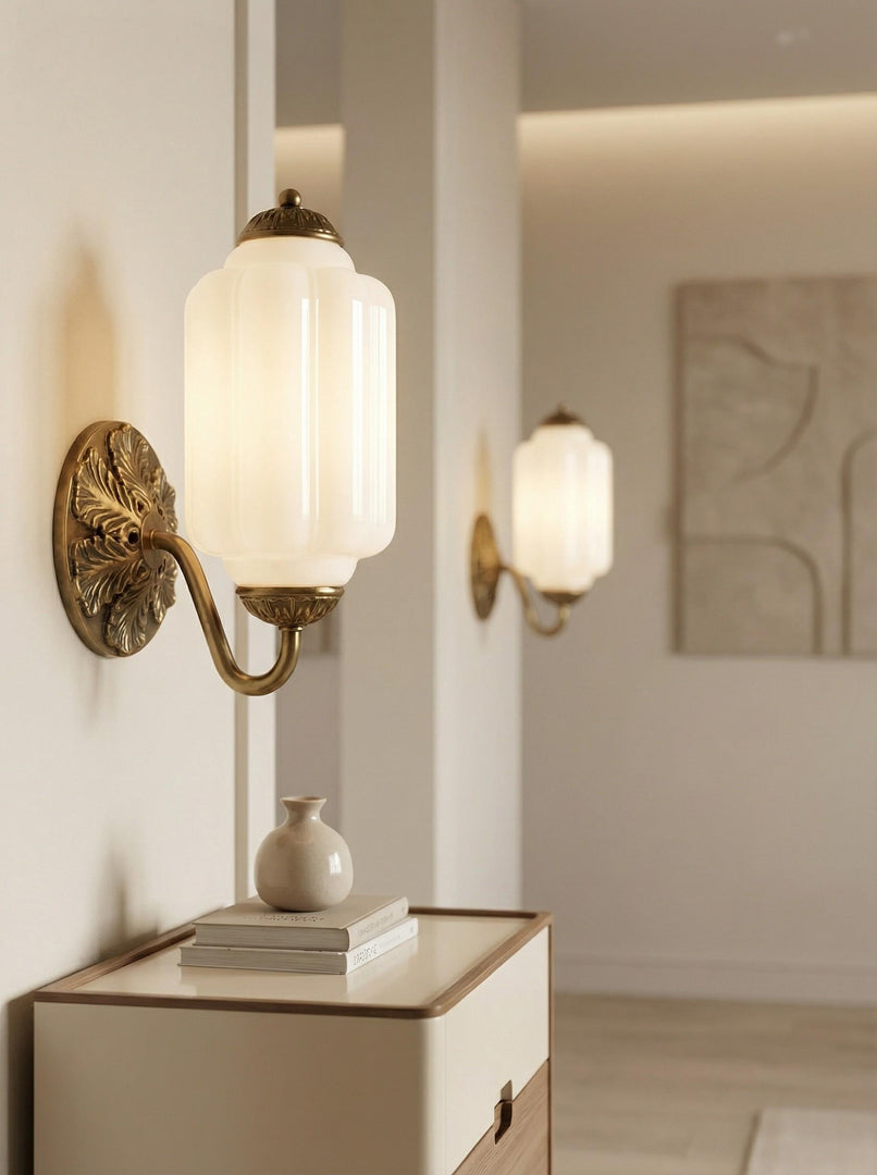 Vintage Milchglas Wandleuchte Nachttisch Flur Eloise Wandleuchte