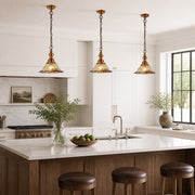 Brass and Amber Glass Mini Pendant Light